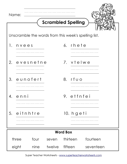 Worksheets and Activities - Unscramble (B-Number Words)
