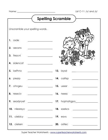 Worksheets - Unscramble (C-11) Worksheets - Unscramble (C-11)
