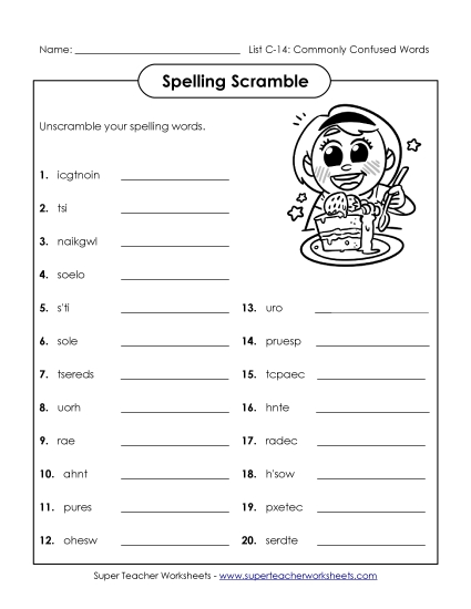 Worksheets - Unscramble (C-14)
