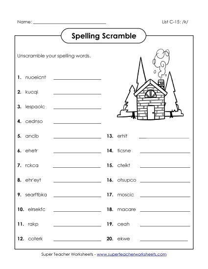 Worksheets - Unscramble (C-15)