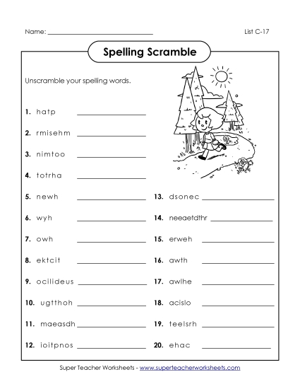 Worksheets - Unscramble (C-17) Worksheets - Unscramble (C-17)