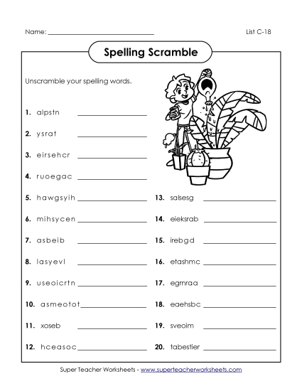 Worksheets - Unscramble (C-18)