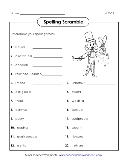 Worksheets - Unscramble (C-22)