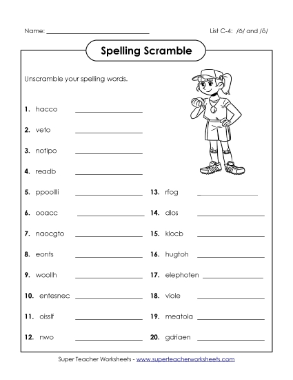 Worksheets - Unscramble (C-4)