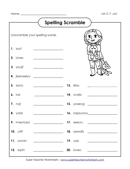 Worksheets - Unscramble (C-7)