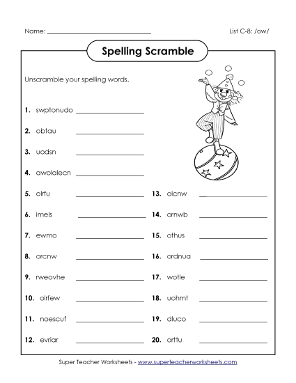 Worksheets - Unscramble (C-8)