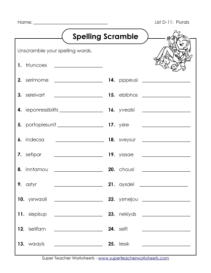 Worksheets - Unscramble (D-11)