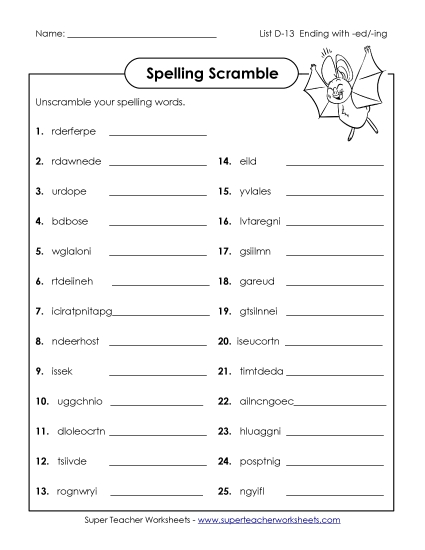 Worksheets - Unscramble (D-13) Worksheets - Unscramble (D-13)