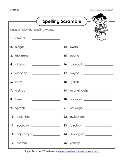 Worksheets - Unscramble (D-17) Worksheets - Unscramble (D-17)