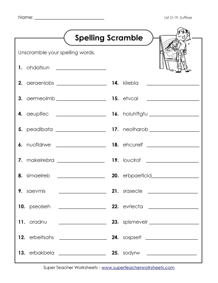 Worksheets - Unscramble (D-19)
