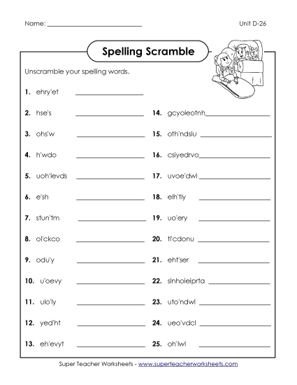 Worksheets - Unscramble (D-26)