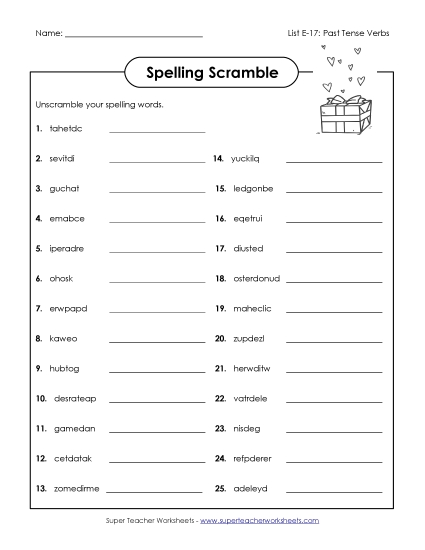 Printable Worksheets - Unscramble (E-17) Printable Worksheets - Unscramble (E-17)