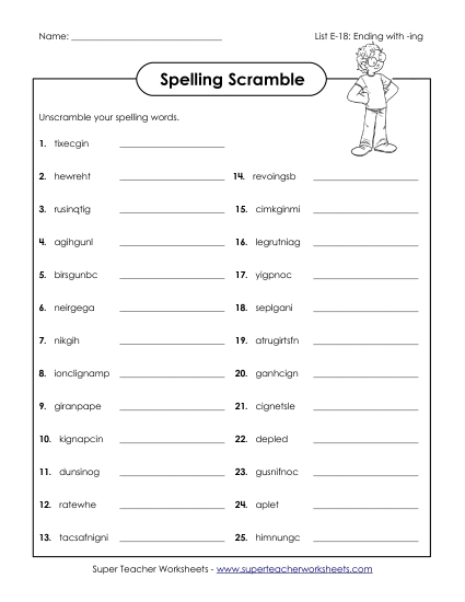 Printable Worksheets - Unscramble (E-18)