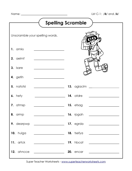 Worksheets - Unscramble the Letters (C-1) Worksheets - Unscramble the Letters (C-1)
