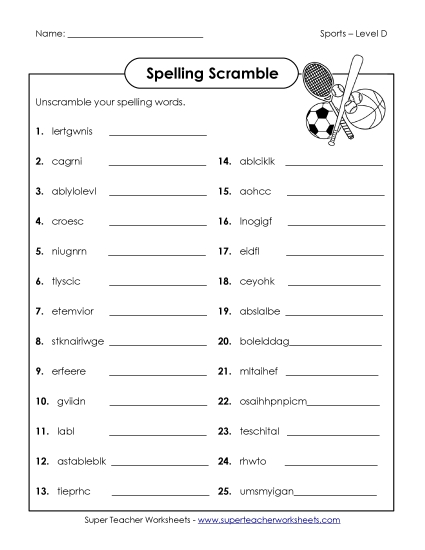 Worksheets and Activities - Unscramble the Spelling Words Worksheets and Activities - Unscramble the Spelling Words