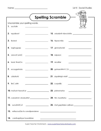 Worksheets and Activities - Unscramble the Spelling Words Worksheets and Activities - Unscramble the Spelling Words