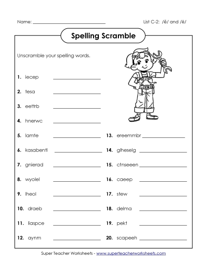 Worksheets - Unscramble the Words (C-2) Worksheets - Unscramble the Words (C-2)