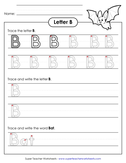 Trace and Print - Uppercase B (Outlined Letters) Trace and Print - Uppercase B (Outlined Letters)