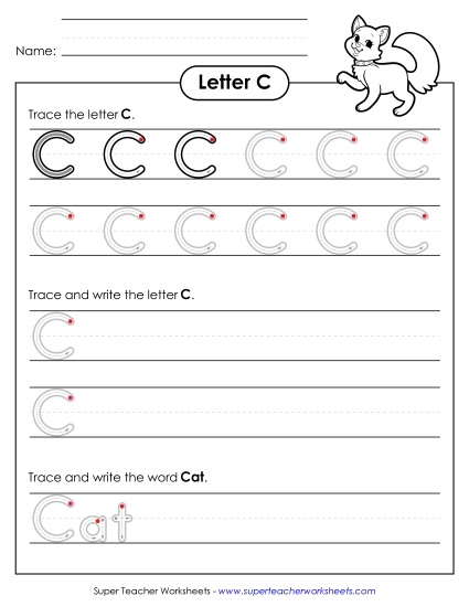 Trace and Print - Uppercase C (Outlined Letters) Trace and Print - Uppercase C (Outlined Letters)