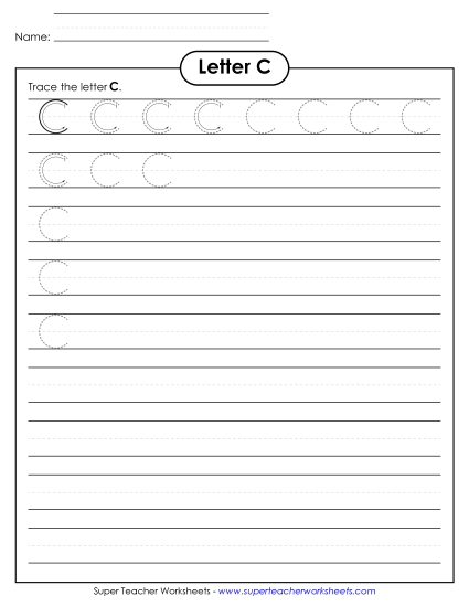 Letter C - Uppercase C (Smaller Font Size)