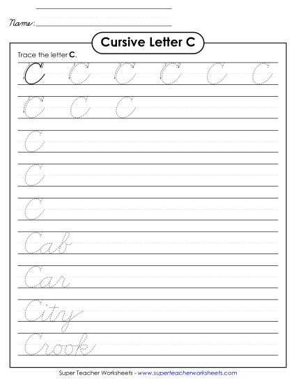 Capital Cursive Letters - Uppercase cursive C Capital Cursive Letters - Uppercase cursive C