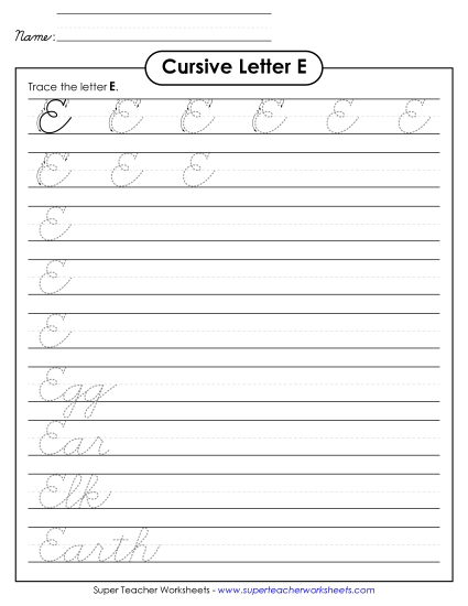 Capital Cursive Letters - Uppercase cursive E Capital Cursive Letters - Uppercase cursive E