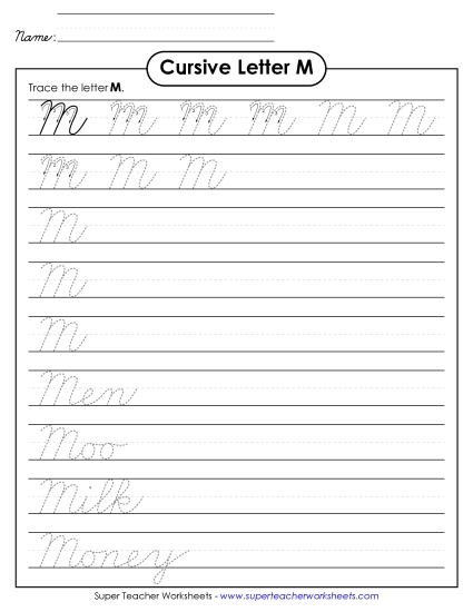 Capital Cursive Letters - Uppercase cursive M Capital Cursive Letters - Uppercase cursive M