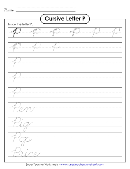 Capital Cursive Letters - Uppercase cursive P Capital Cursive Letters - Uppercase cursive P