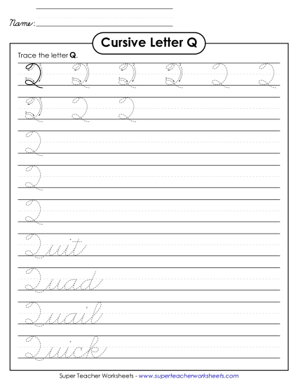 Capital Cursive Letters - Uppercase cursive Q Capital Cursive Letters - Uppercase cursive Q