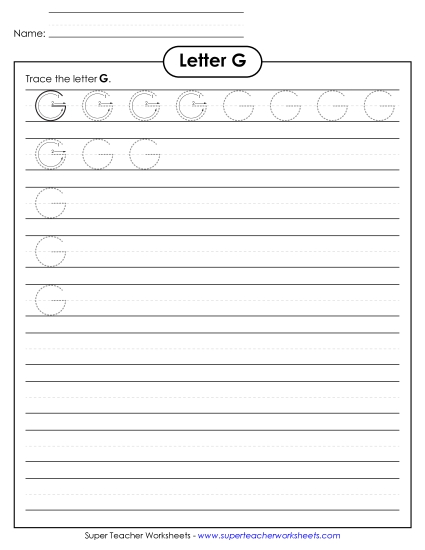Letter G - Uppercase G (Smaller Font Size)