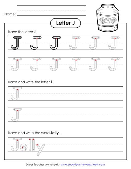 Trace and Print - Uppercase J Writing Practice (Outlined Letters) Trace and Print - Uppercase J Writing Practice (Outlined Letters)