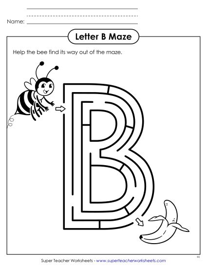 Alphabet Mazes (Easy) - Uppercase Letter B Maze Alphabet Mazes (Easy) - Uppercase Letter B Maze
