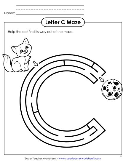 Alphabet Mazes (Easy) - Uppercase Letter C Maze Alphabet Mazes (Easy) - Uppercase Letter C Maze