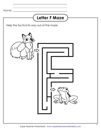 Alphabet Mazes (Easy) - Uppercase Letter F Maze Alphabet Mazes (Easy) - Uppercase Letter F Maze