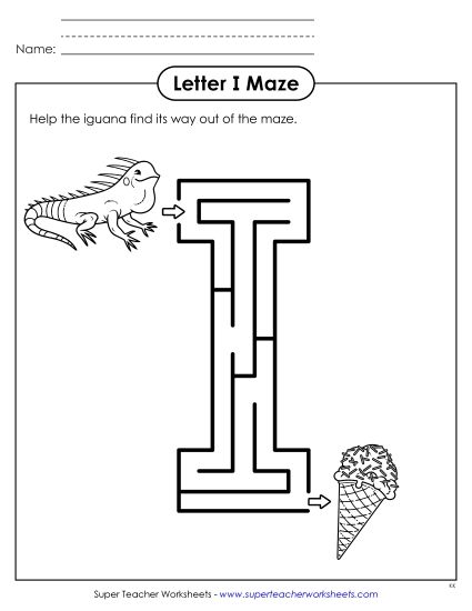 Alphabet Mazes (Easy) - Uppercase Letter I Maze Alphabet Mazes (Easy) - Uppercase Letter I Maze