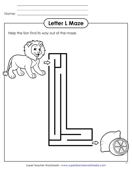 Alphabet Mazes (Easy) - Uppercase Letter L Maze Alphabet Mazes (Easy) - Uppercase Letter L Maze