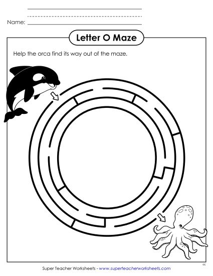 Alphabet Mazes (Easy) - Uppercase Letter O Maze Alphabet Mazes (Easy) - Uppercase Letter O Maze