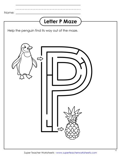 Alphabet Mazes (Easy) - Uppercase Letter P Maze Alphabet Mazes (Easy) - Uppercase Letter P Maze