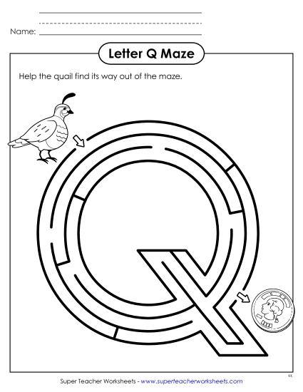 Alphabet Mazes (Easy) - Uppercase Letter Q Maze Alphabet Mazes (Easy) - Uppercase Letter Q Maze