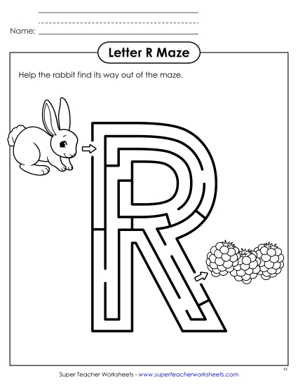 Alphabet Mazes (Easy) - Uppercase Letter R Maze Alphabet Mazes (Easy) - Uppercase Letter R Maze