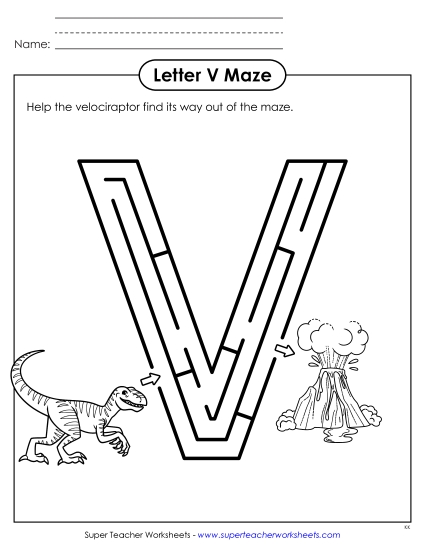 Alphabet Mazes (Easy) - Uppercase Letter V Maze Alphabet Mazes (Easy) - Uppercase Letter V Maze