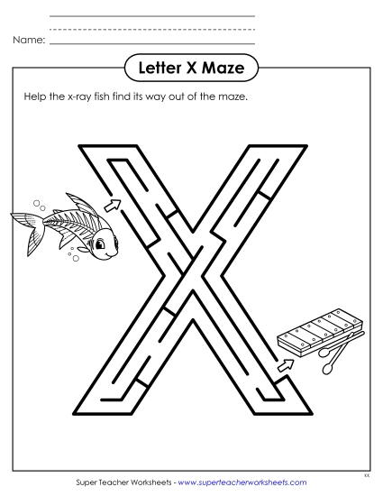 Alphabet Mazes (Easy) - Uppercase Letter X Maze Alphabet Mazes (Easy) - Uppercase Letter X Maze