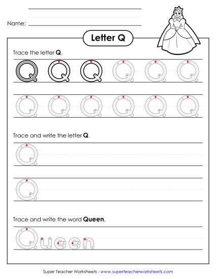 Trace and Print - Uppercase Q (Outlined Letters) Trace and Print - Uppercase Q (Outlined Letters)