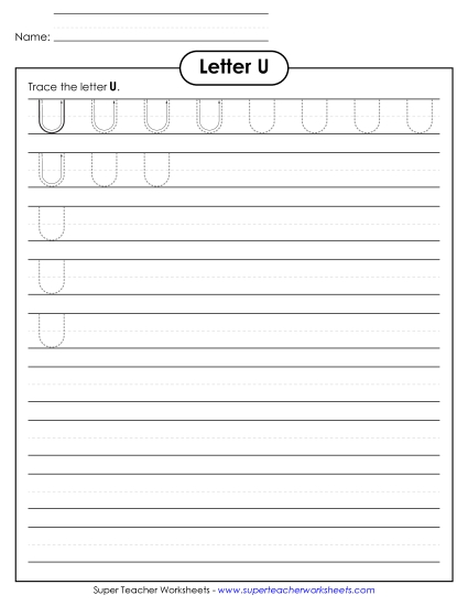 Letter U - Uppercase U (Smaller Font Size)