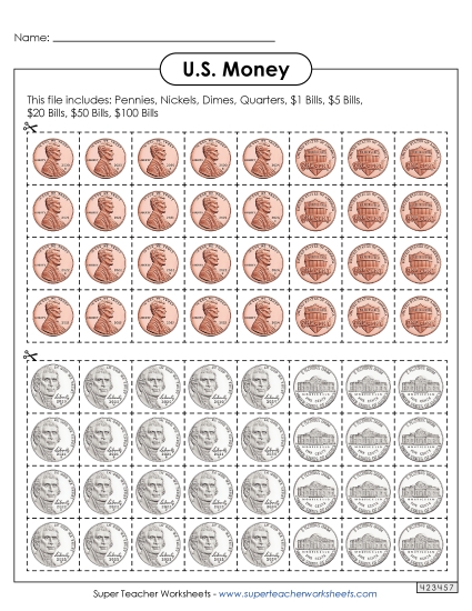 Cut-Out Coins & Bills - US Money: Cut-Out Coins and Bills
