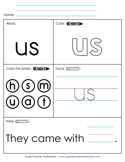 Individual Sight Words - Us (Sight Word) Individual Sight Words - Us (Sight Word)