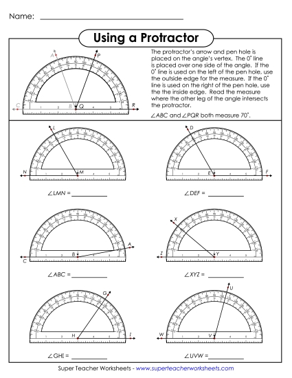 Measuring Angles Worksheets - Using a Protractor 2 Measuring Angles Worksheets - Using a Protractor 2