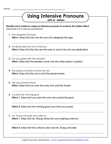 Reflexive & Intensive Pronouns - Using Intensive Pronouns