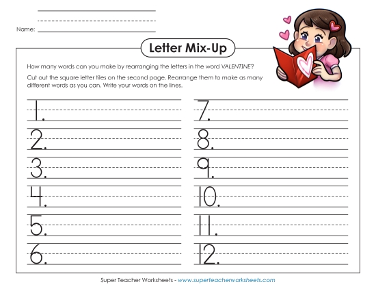 Valentine Crafts & Activities - Valentine Letter Mix (Primary)