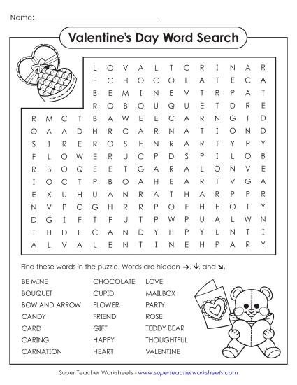 Valentine's Day Puzzles - Valentine's Day Wordsearch Puzzle Valentine's Day Puzzles - Valentine's Day Wordsearch Puzzle